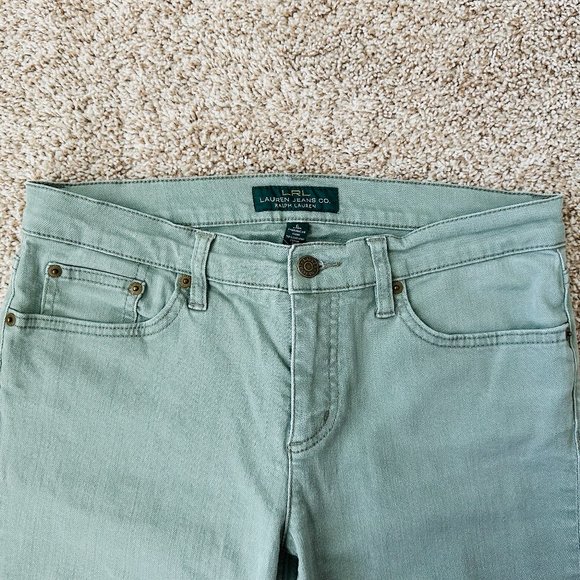 Lauren Ralph Lauren Denim - 🍀 LAUREN RALPH LAUREN Women Light Green Modern Straight Cropped Pants Sz 6 x25"
